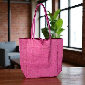 Anita Pink Italian Leather Women’s Handbag – Designer Shopper Tote Bag